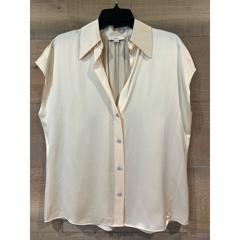 Vince Cap Sleeve Ruched Back Blouse top shirt size S - Picture 4 of 10
